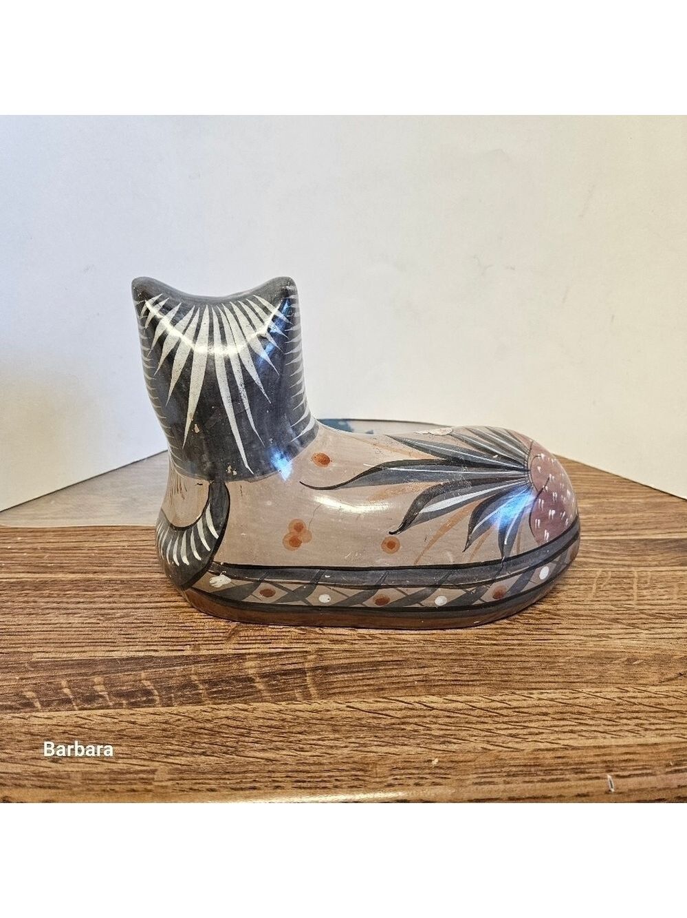 Vintage 50s Mexican Handpainted Decorative Ceramic Pottery Tonala Cat - Picture 5 of 11